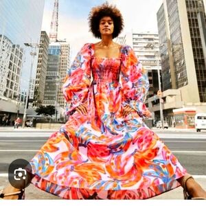 FARM RIO COLORED BANANAS MIDI  DRESS SZ. MD. NWT!